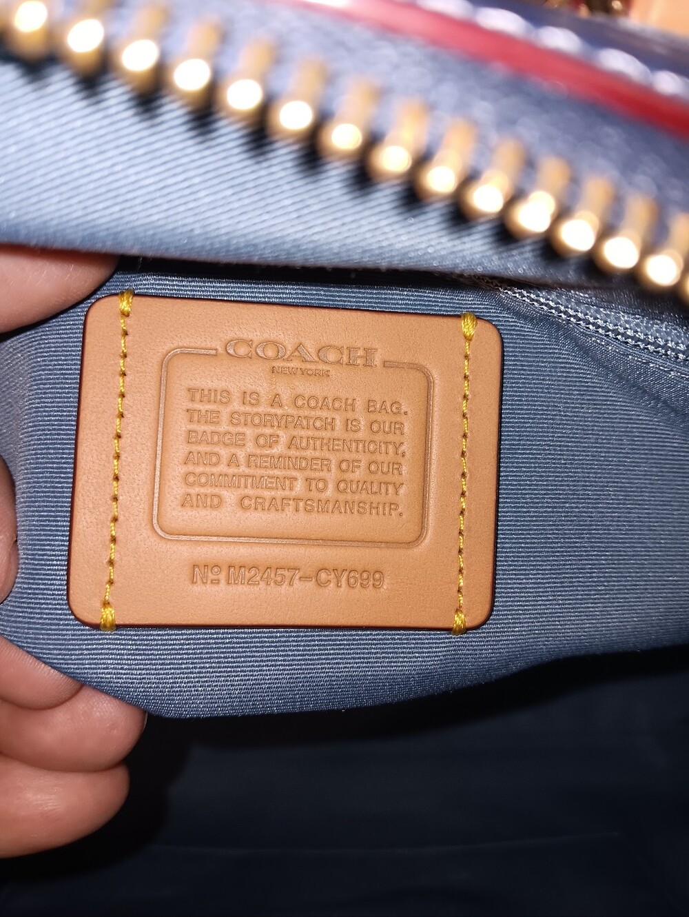Coach Large Denim Rowan With Coach Poppy Small Wristlet With Gold Leather Trim - Picture 12 of 16